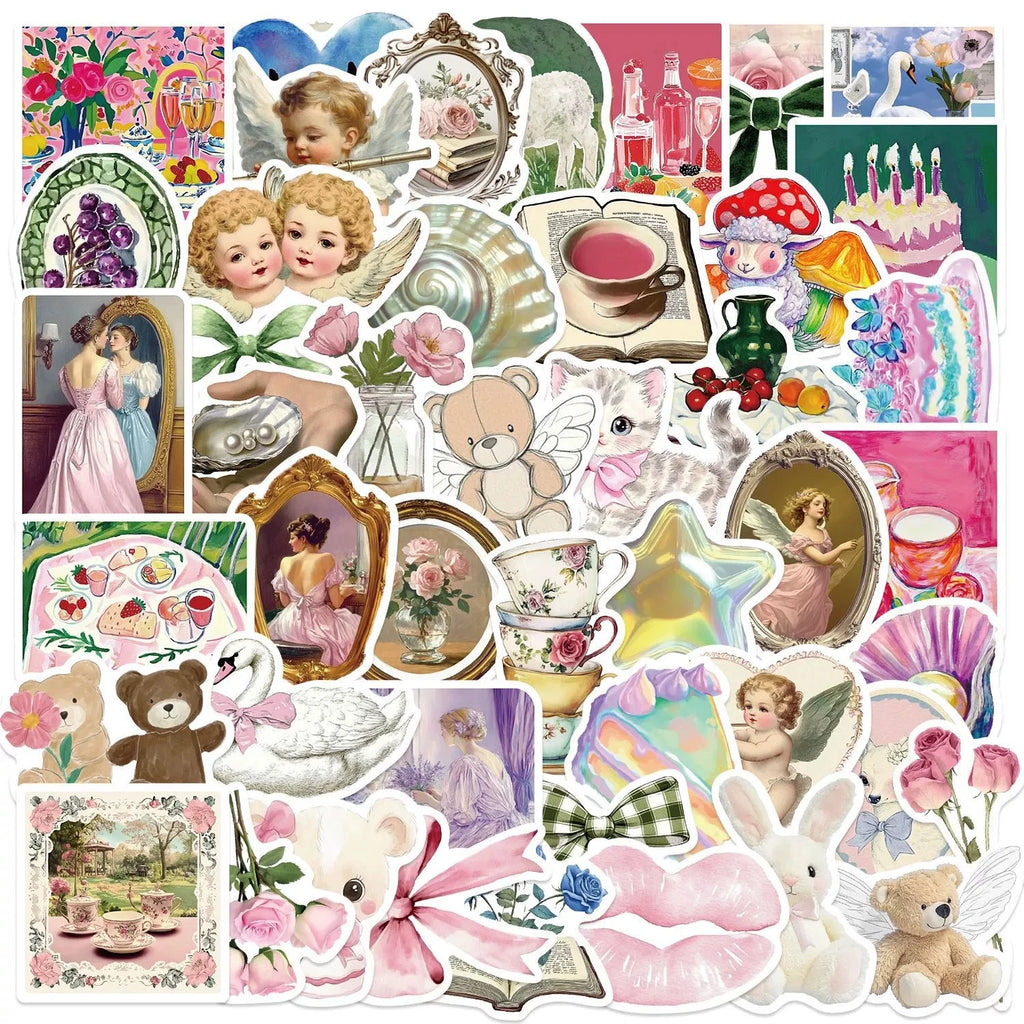 56/112PCS Cartoon Pink Mysterious Girl Graffiti Stickers Decorative Guitar Notebook Luggage DIY Stationery Waterproof Stickers