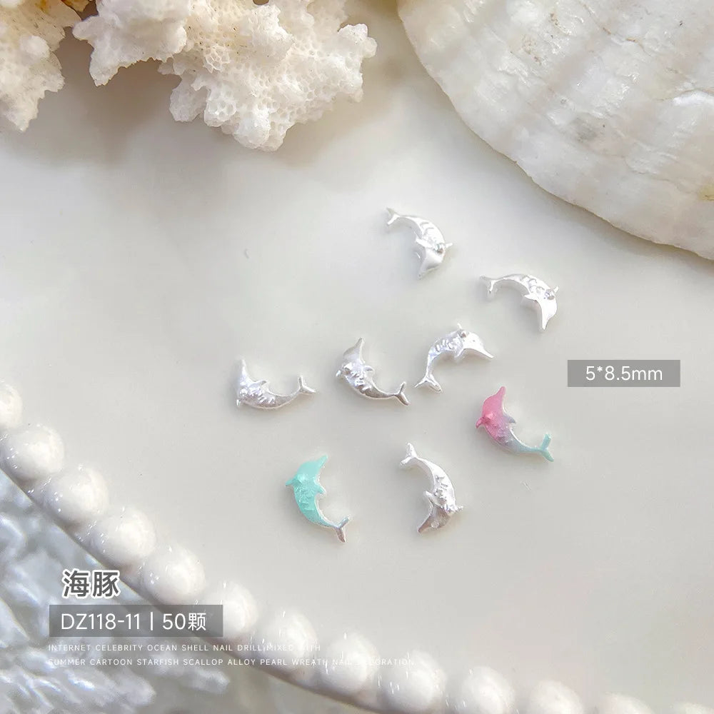 30pcs Ocean Shell Pearl Nail Charms Accessories Pearlescent Shell Aurora Nail Art Rhinestones DIY 3D Cute Nail Decorations Parts