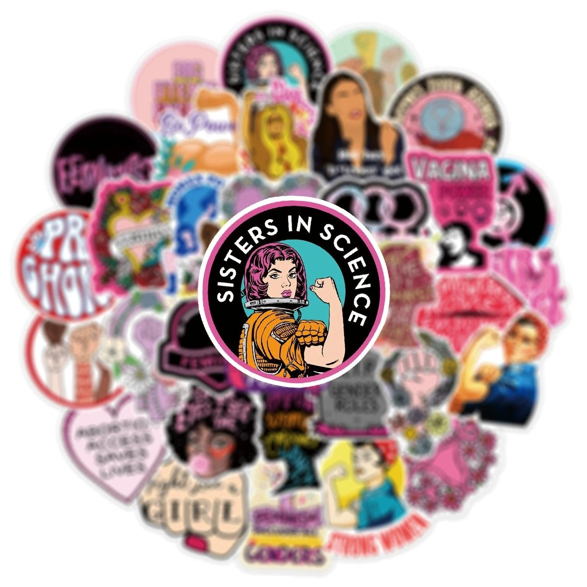 50/100PCS Women Theme Doodle Stickers, Unique Waterproof Decals for Notebook Helmet Fridge Phone Case Decor