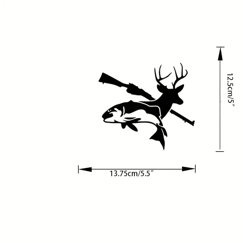 Sunset Graphics & Decals Fish Deer Gun Decal Vinyl Car Sticker Fishing Hunting For Cars Trucks Vans Walls Laptop