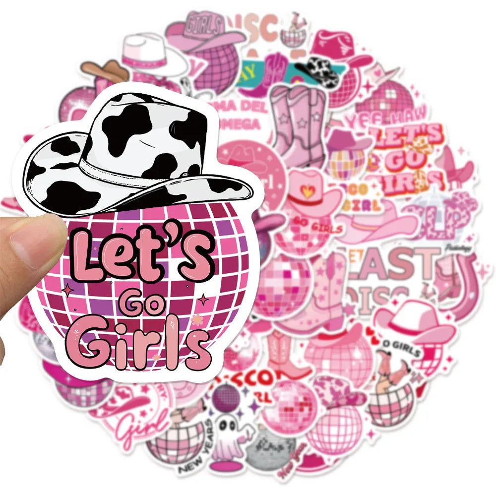 50PCS Disco Cowgirl Creative Decorative Stickers Phone Cases Laptop Cups Speaker Toys Stickers