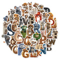 50PCS Cartoon Letter Animal Learning Reward Sticker Pack DIY Brochure Decoration Tablet Laptop Toy Stickers
