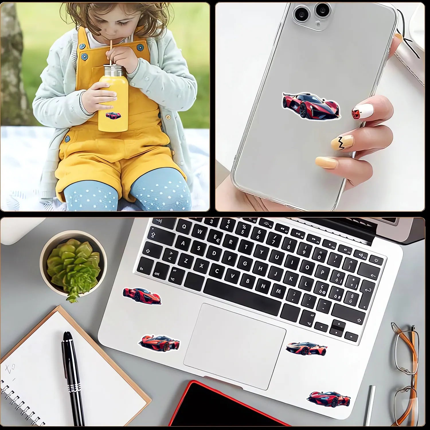 1Roll(500Pcs)12 Irregular Cartoon Supercars Stickers 2.5cm/1'' DlY Craft Decoration Festival Sealing Gifts Scrapbook Labels