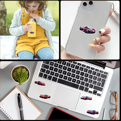 1Roll(500Pcs)12 Irregular Cartoon Supercars Stickers 2.5cm/1'' DlY Craft Decoration Festival Sealing Gifts Scrapbook Labels