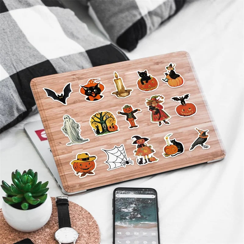 10/30/52PCS Cartoon Halloween Ghost PVC Sticky Sticker Aesthetic DIY Children's Decoration Scrapbooking School Supplies