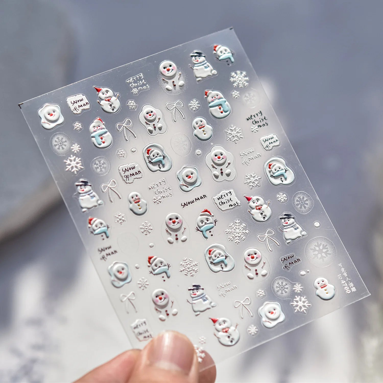 Cute Mini Snowman Nail Art Decorations Decals Stickers Merry Christmas Snowflake Bows Pattern Nails 3D Decorations Stickers DIY