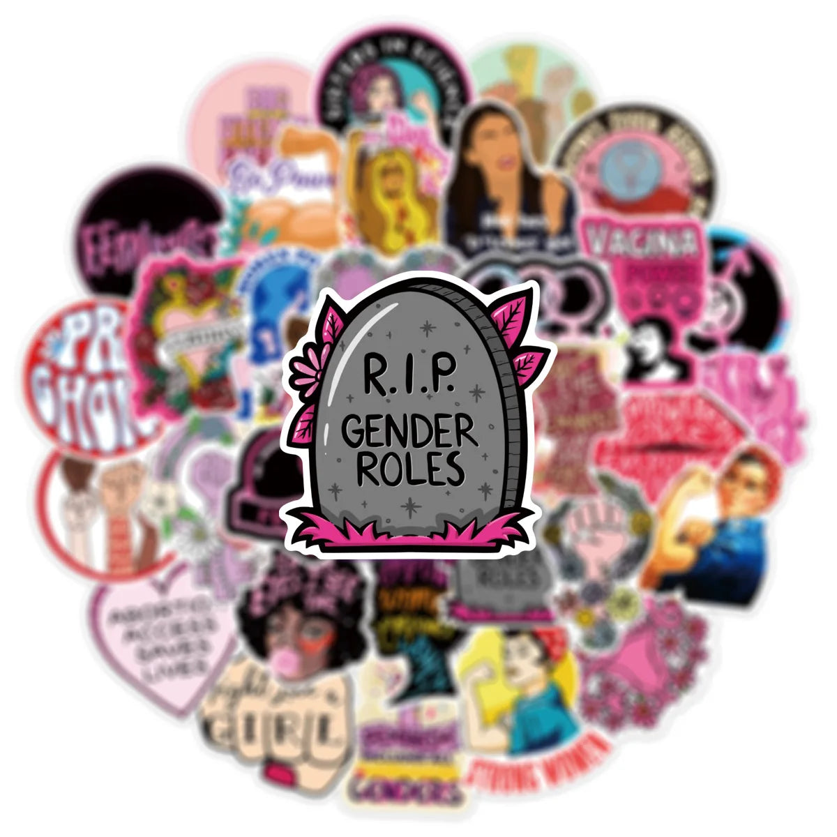 50/100PCS Women Theme Doodle Stickers, Unique Waterproof Decals for Notebook Helmet Fridge Phone Case Decor
