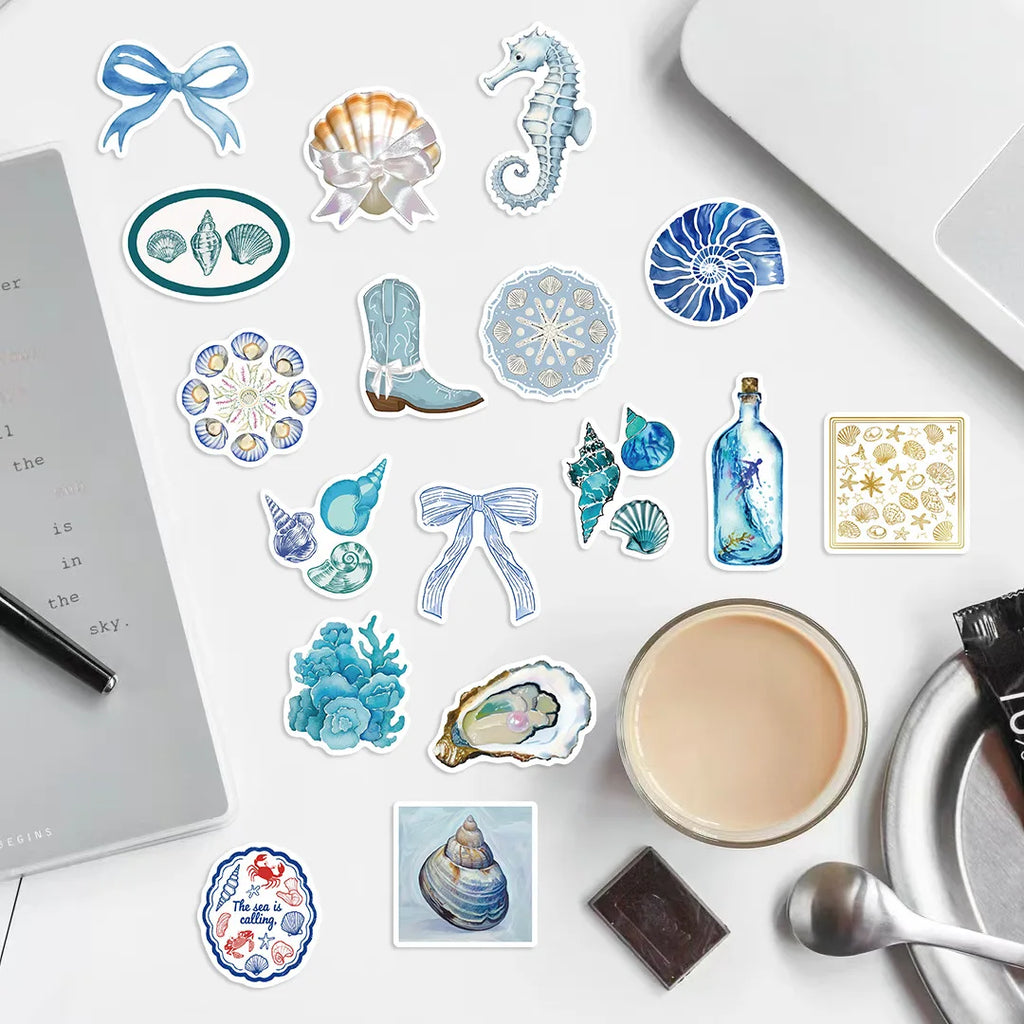 50/100PCS Blue & Pink Coast Aesthetic Graffiti Stickers Decor Guitar Notebook Luggage DIY Stationery Books Waterproof Stickers