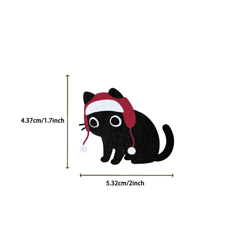 10/30/50PCS Kawaii Christmas Black Cat PVC Sticky Sticker Aesthetic DIY Children's Decoration Scrapbooking School Supplies