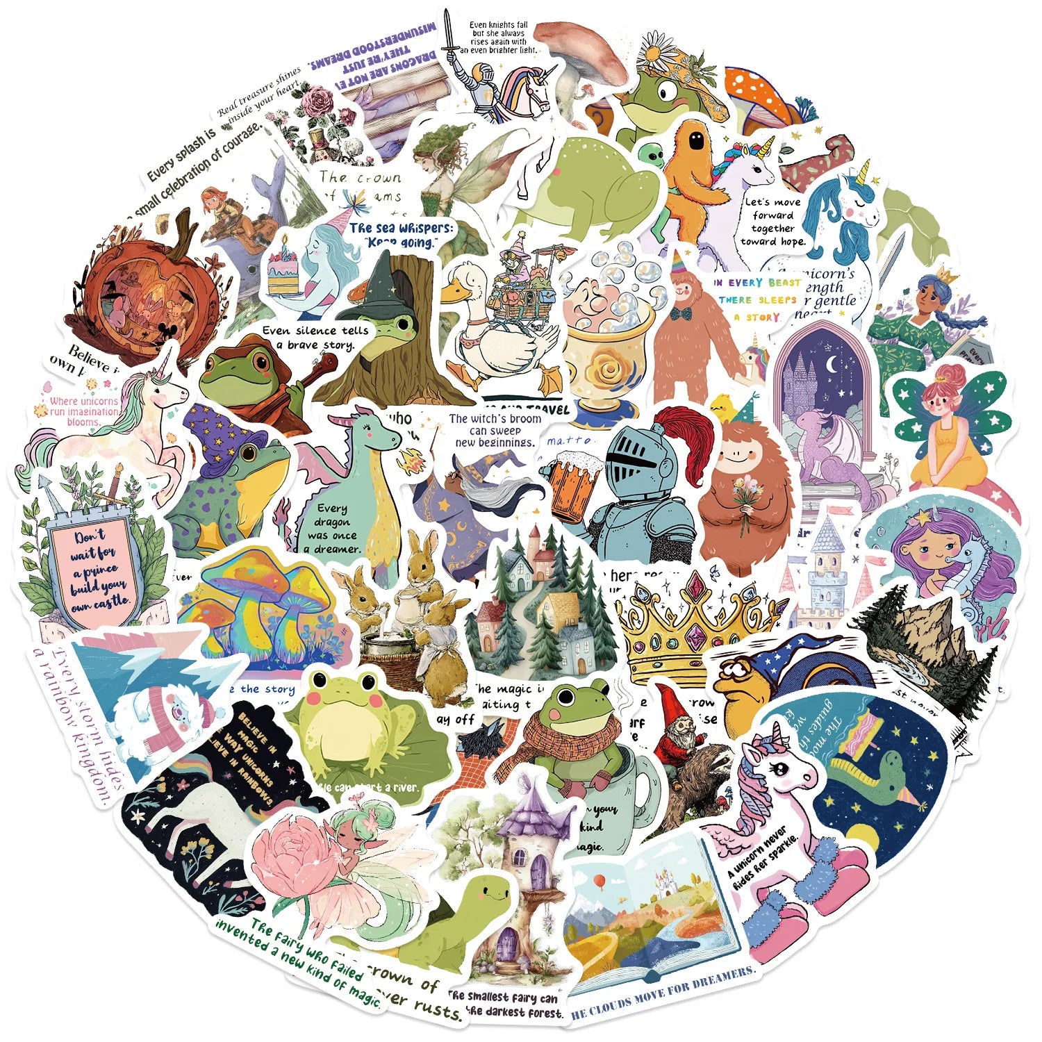 50/100Pcs Fairy Tale Inspirational Graffiti Stickers Stationery Guitar Notebook Luggage Phone DIY Decorative Waterproof Sticker