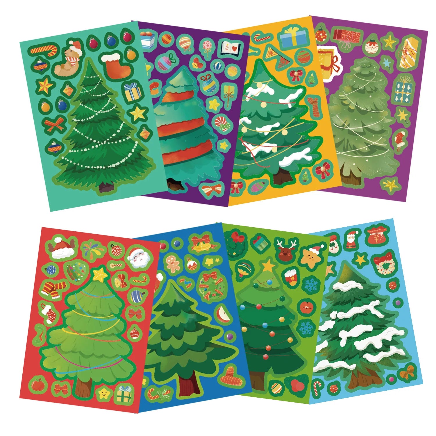 8/16/24PCS Toy Puzzle Stickers Christmas Tree Make a Face Stickers DIY Handicrafts Waterproof Stationery Stickers