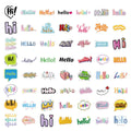 50-Pack Cartoon Greeting Hello Sticker Waterproof Decor for Phone Tablet Guitar Notebook Luggage Durable Cartoon Hello Stickers