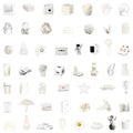 50/100Pcs White Aesthetic Retro Fresh Style PET Waterproof Clear Stickers for Phone Cup Laptop Helmet Suitcase File Holder Decal