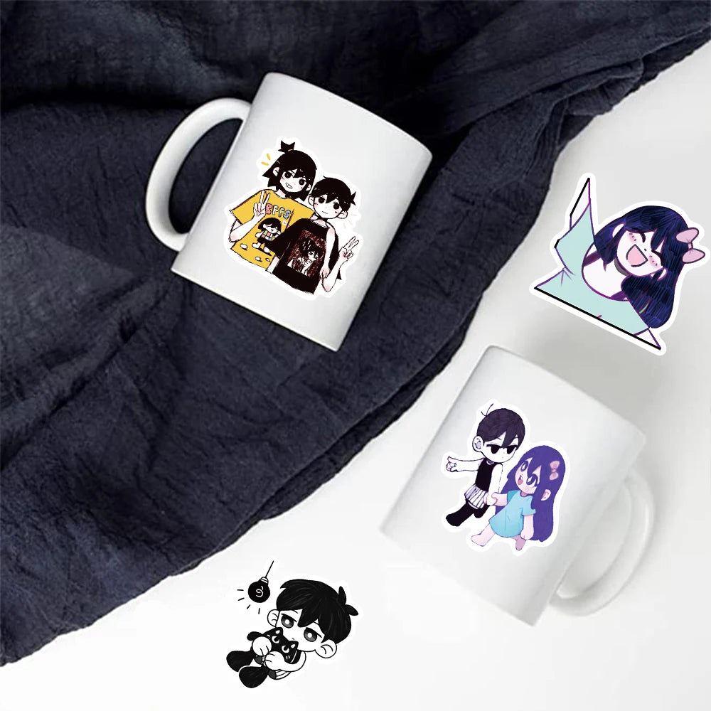 50PCS Omori Sticker Notebook Cartoon Y2K Fashion Guitar Phone Laptop Notebook Car Graffiti Luggage Graffiti Waterproof Decals