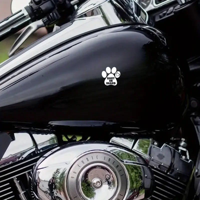 Creative Funny Paw Print Baby On Board Vinyl Decal Sticker Car Window Wall Laptop Bumper Puppy Cat