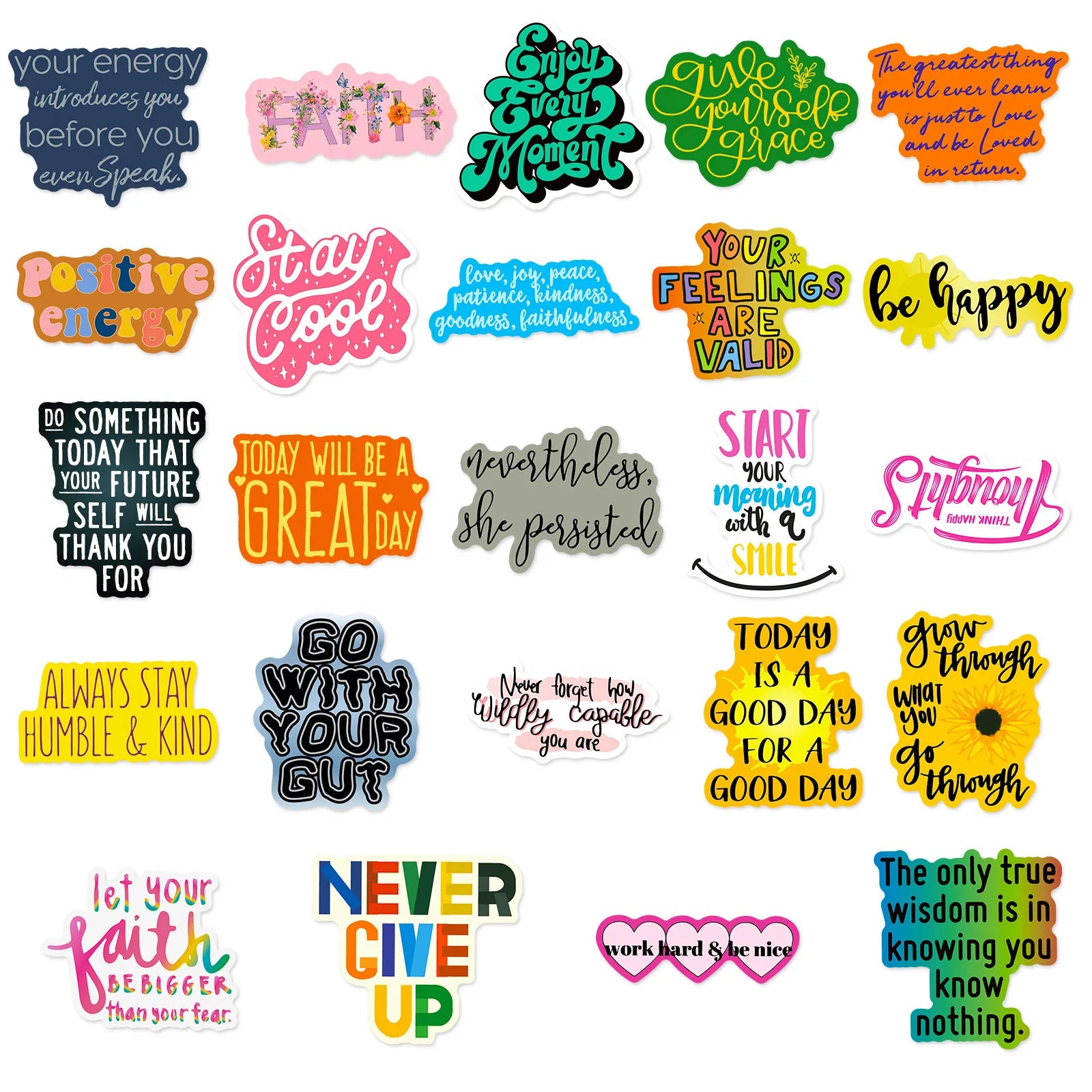 50PCS Cartoon Inspirational Text Stickers DIY Luggage Stickers English Creative Graffiti Stickers
