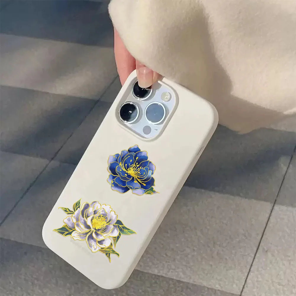 50PCS Elegant Floral Decorative Stickers, Computer Scrapbook, Phone Case, Toy Decoration, Hot Stamping Stickers