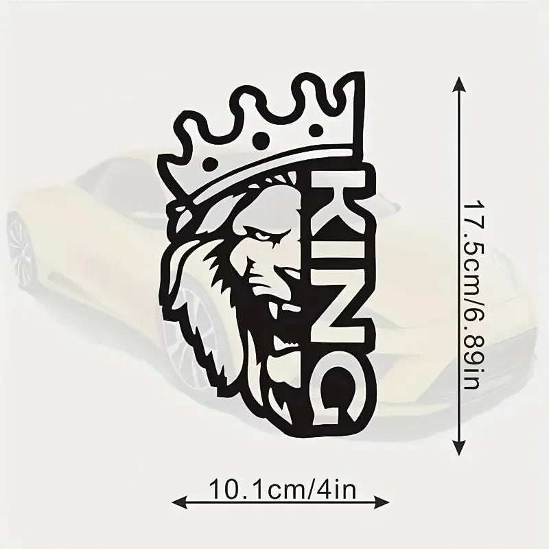 1pc Car Sticker 3.94x6.89inch Waterproof Decal Lion Crown King Design Vinyl Window Sticker, Laptop Sticker, Glass Sticker