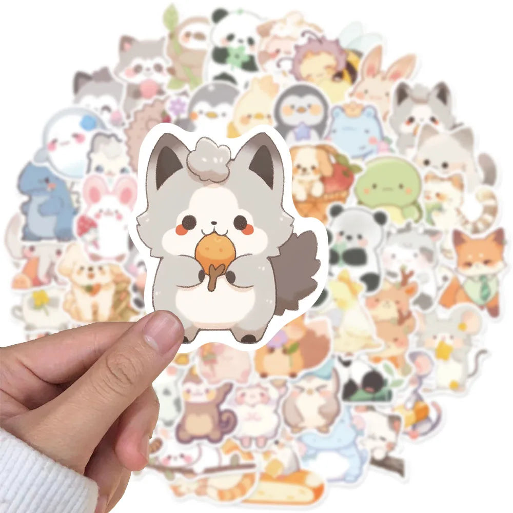 50PCS Q version Animals Stickers Cartoon PVC Fashion Waterproof Skateboard Phone Laptop Waterproof Graffiti Luggage Car Decals