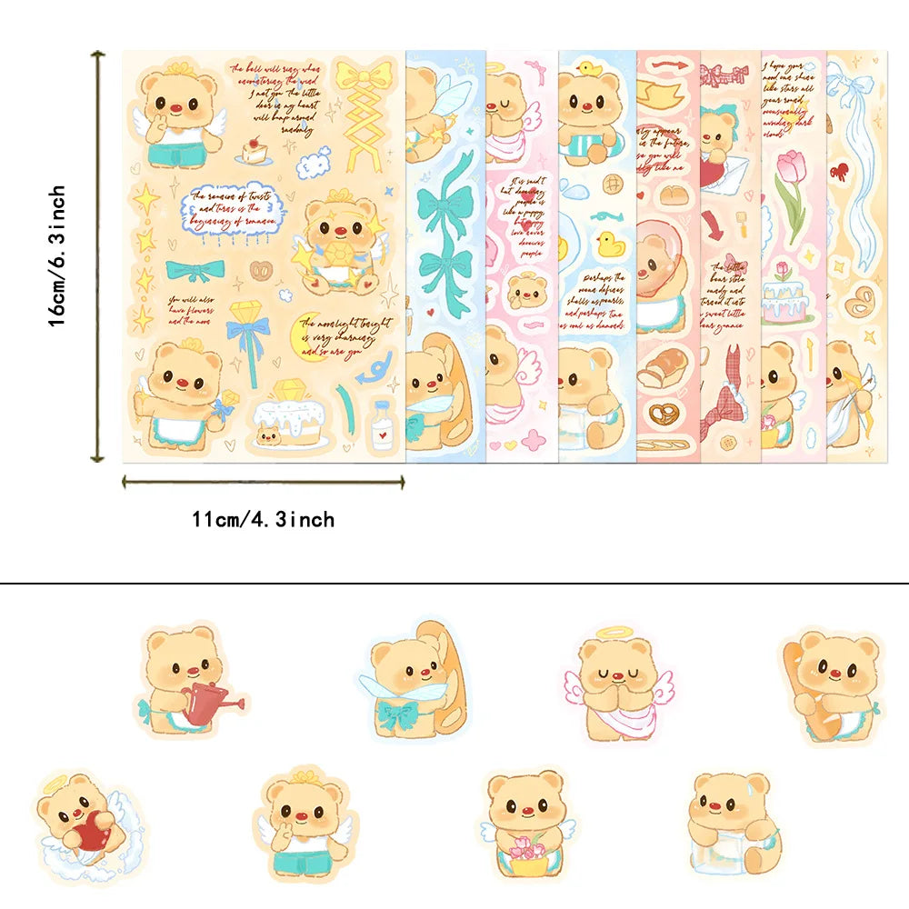 8PCS Butter Bear Cute and Fun Graffiti Stickers Toy DIY Manual Luggage Motorcycle Laptop Luggage Stickers