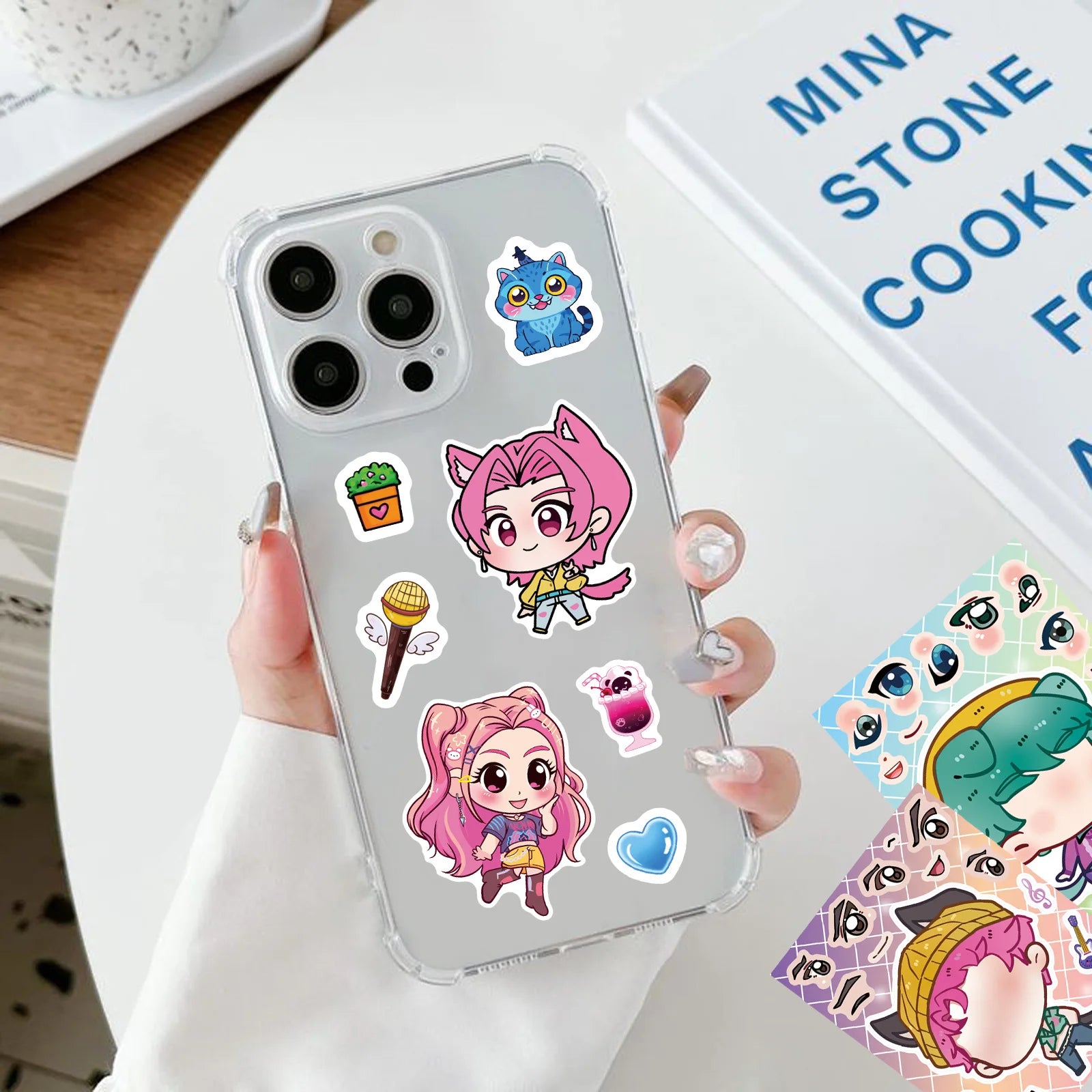 24PCS Cute Make a Face Stickers DIY Handicrafts Waterproof Puzzle Reward Stationery Stickers-K-pop