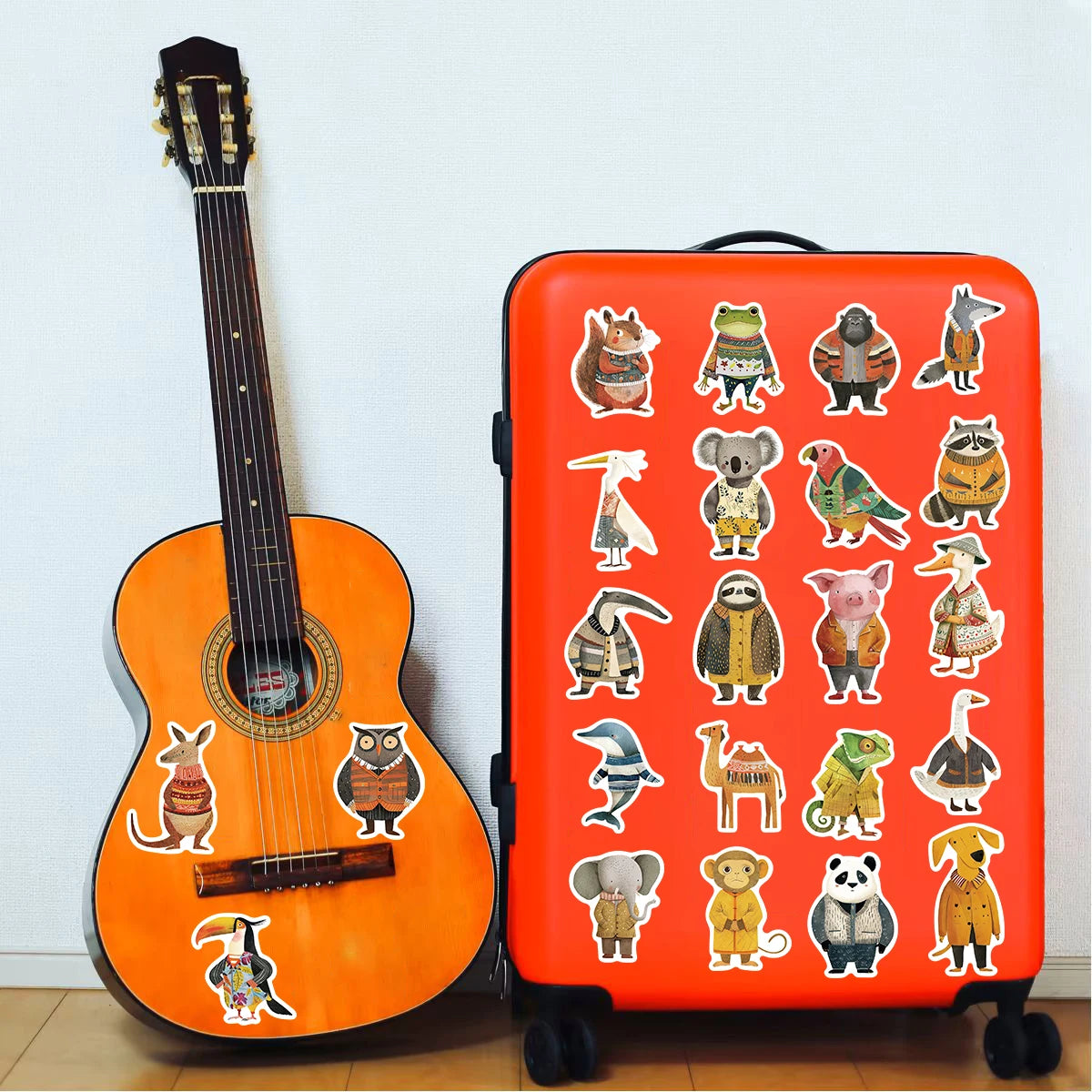 55PCS Funny Clothing Animals Print Sticker Notebook Graffiti Waterproof Cool Phone Guitar Suitcase Bicycle Laptop Sticker