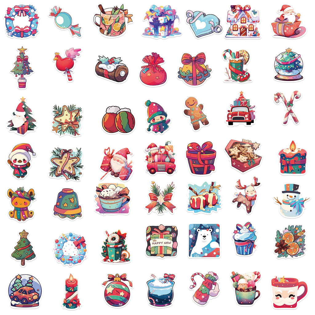 50/100PCS Christmas Fun Gift Decoration Party Stickers Guitar Notebook Luggage DIY Waterproof Stationery Stickers