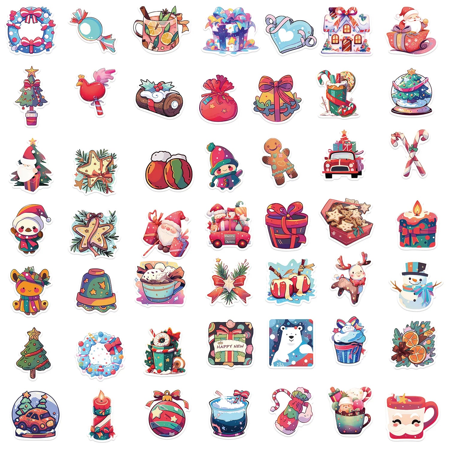 50/100PCS Christmas Fun Gift Decoration Party Stickers Guitar Notebook Luggage DIY Waterproof Stationery Stickers