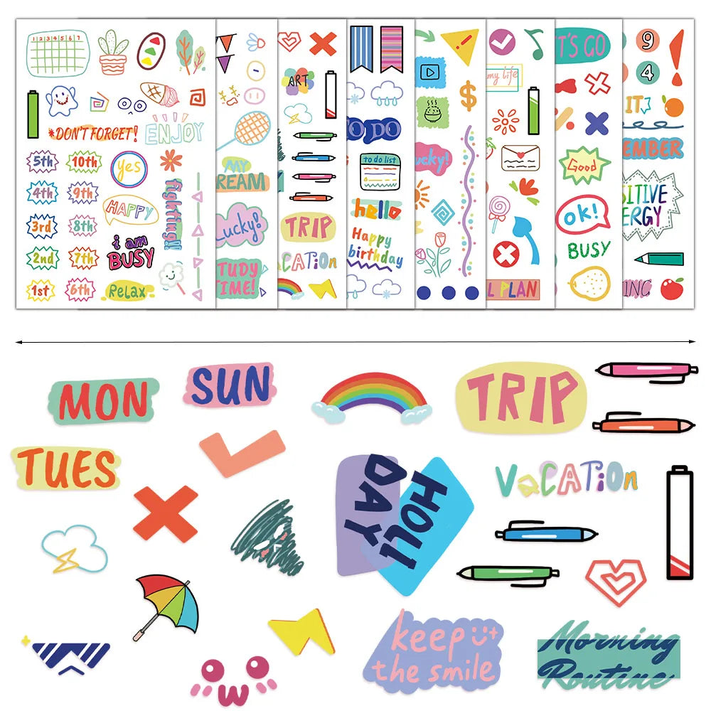 8PCS Hand drawn Element Plan Side Graffiti Stickers Fun Stickers DIY Phone Case Laptop Water Cup Computer Toy Stickers