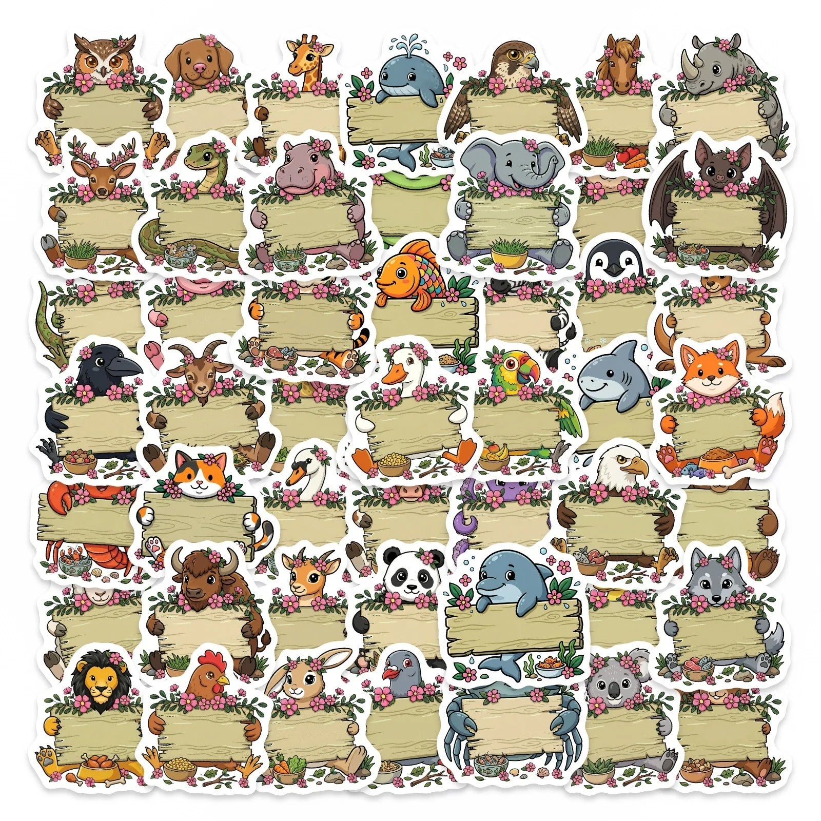 50/100Pcs HD Watercolor Forest Animal Stickers Thick Waterproof for Phone Thermos Skate Diary Stationery Box File Holder Deals
