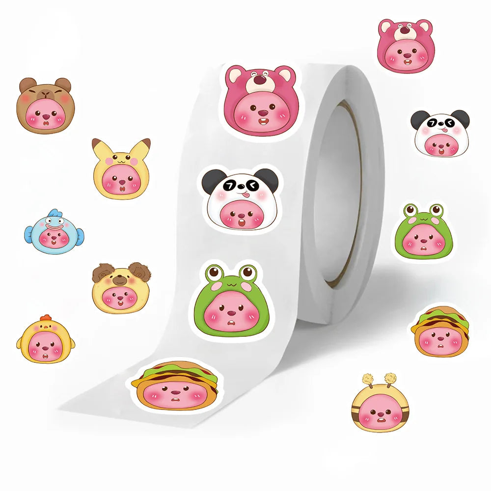 500/1000PCS Adhesive Cute Cartoon Bee Animal Gift Sealing DIY Decor Envelope Waterproof Stationery Notebook Children Stickers