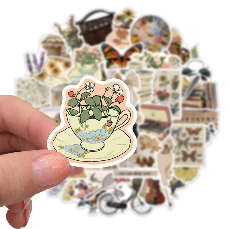 10/30/50PCS Vintage Things Sticker Aesthetic PVC Children's Decoration Korean Stationery Scrapbooking School Supplies for Kids