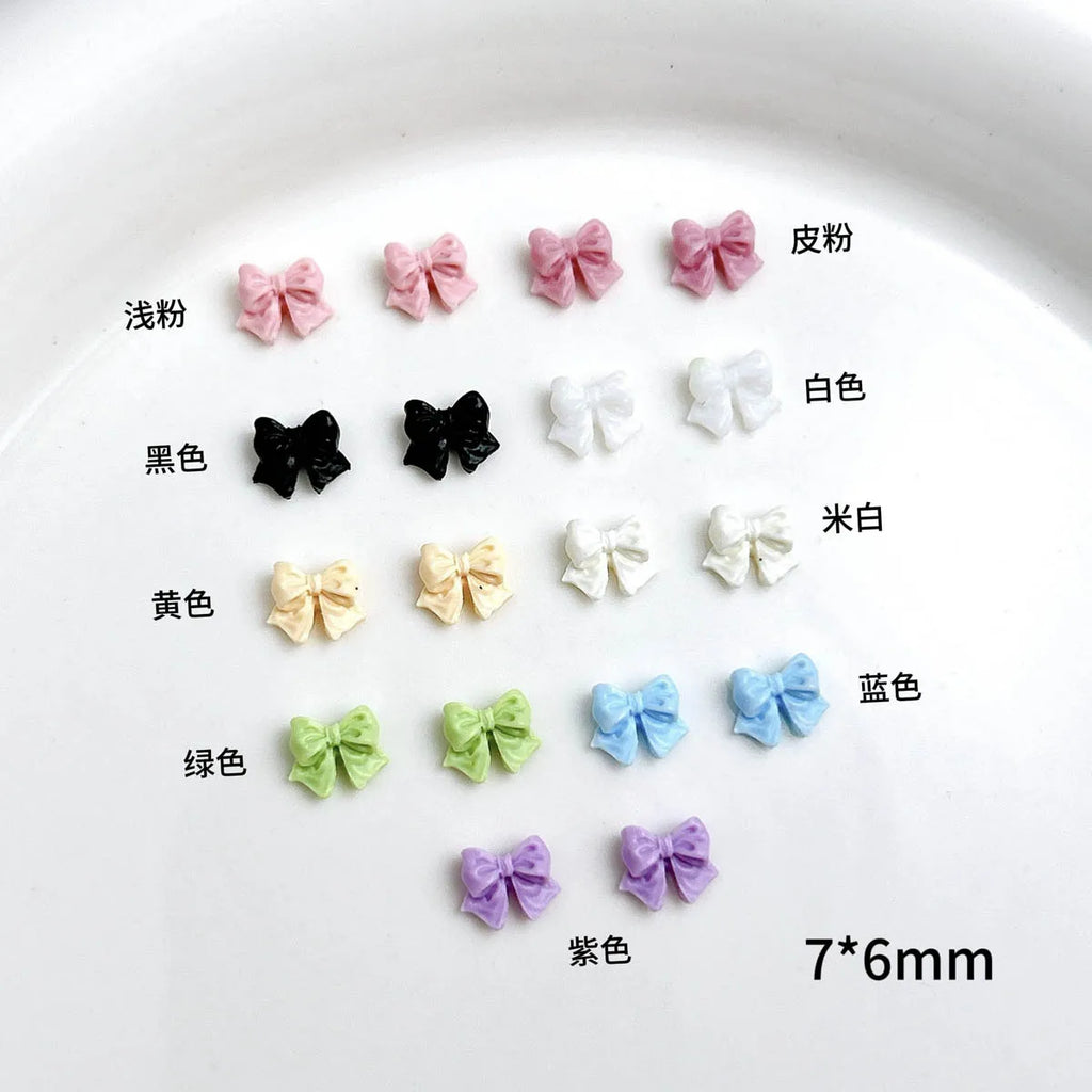 8Styies Bows Design Nail Art Aaccessories Mixed Colors Bow Macaron Cartoon 3D Ribbon Bow tie Resin Nail Charms DIY Manicure Tool