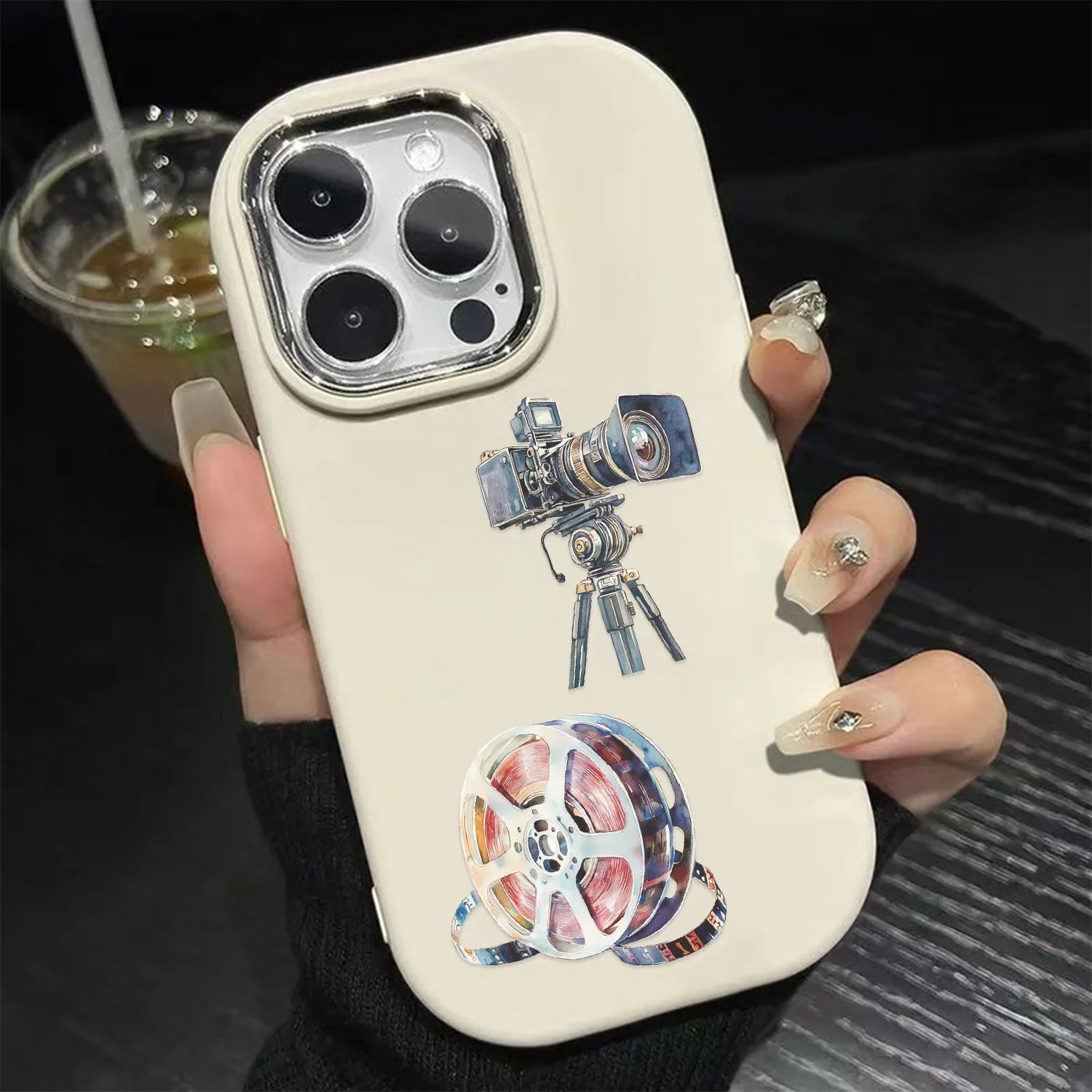 50/100 Pcs HD Colorful Retro Movie Theme Stickers Clear PET Waterproof for Scrapbook Guitar Notebook Phone Diary Decals
