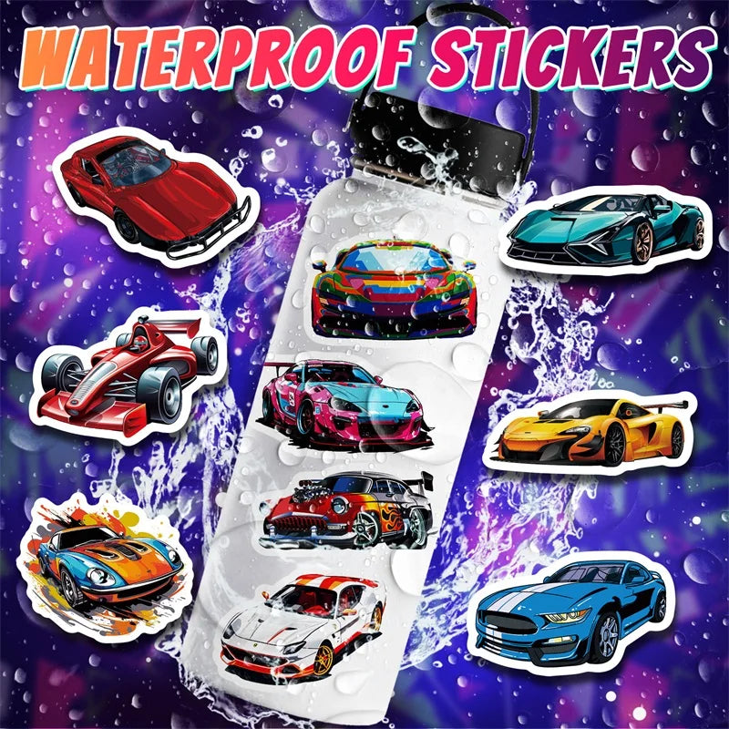 10/30/50PCS Cute Cool Car PVC Sticky Sticker Aesthetic DIY Korean Stationery Decoration Scrapbooking School Supplies for Kids