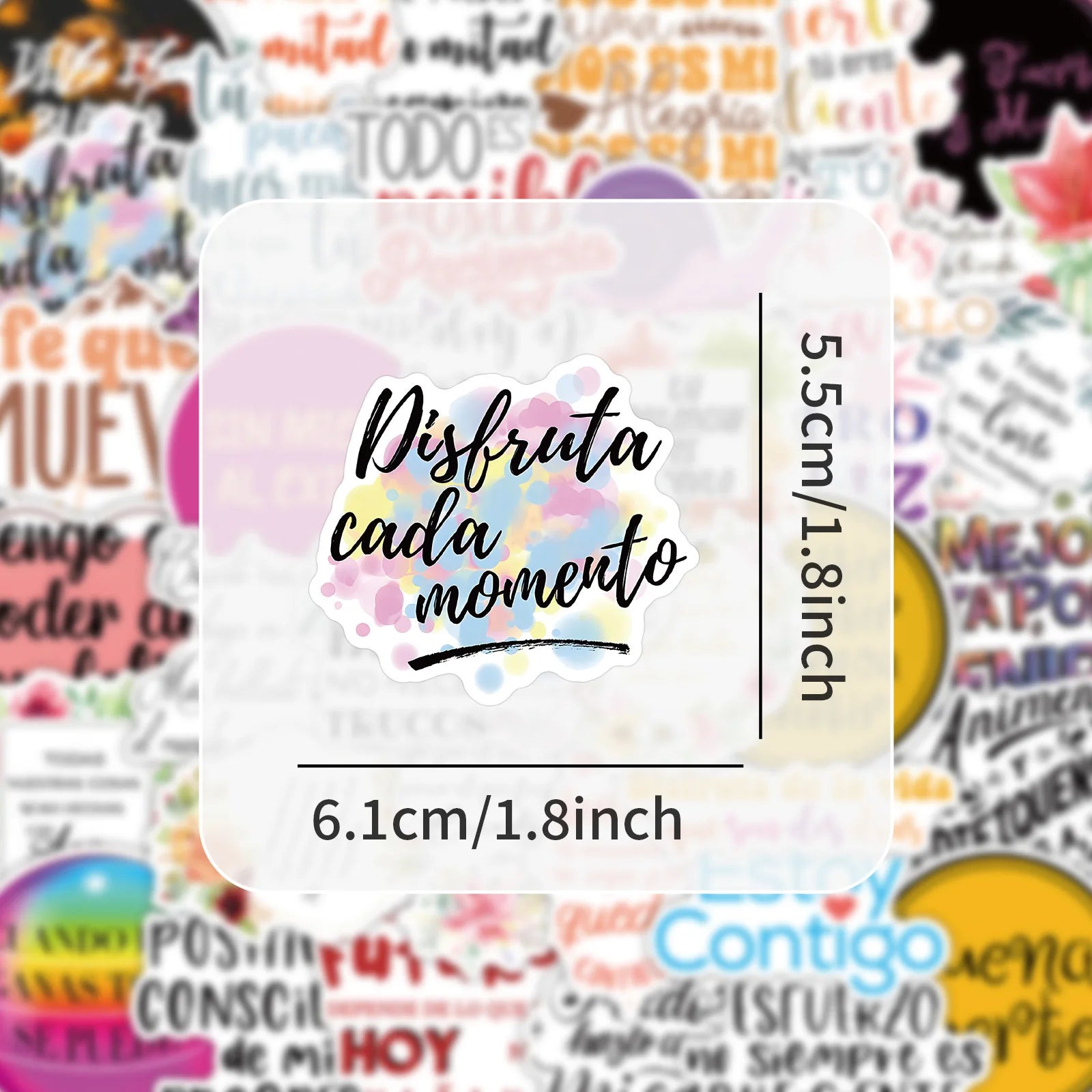 50PCS Spanish Motivational Phrase Stickers for Decor Water Bottles Desktop Computers Cars Stationery Notebooks Stickers