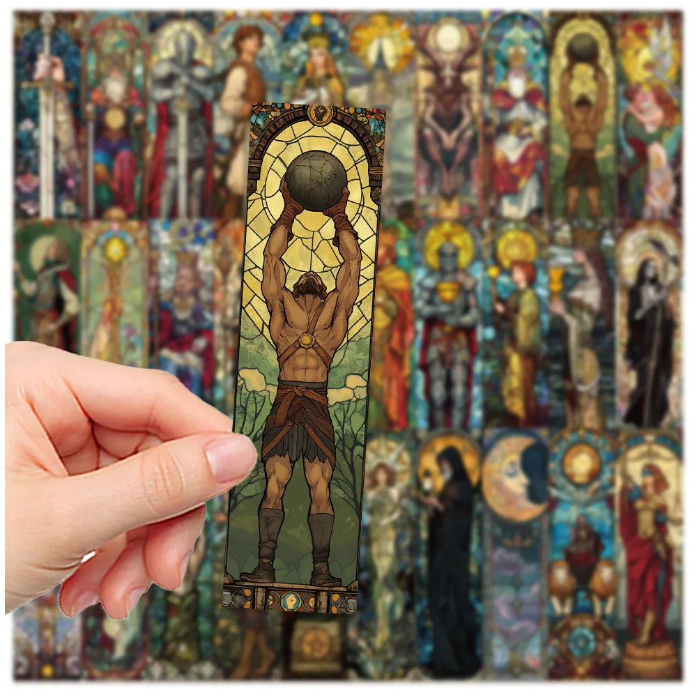 30pcs Stained Glass Tarot Bookmarks Ins Bookmarks Student Stationery DIY Reading Bookmark Cards