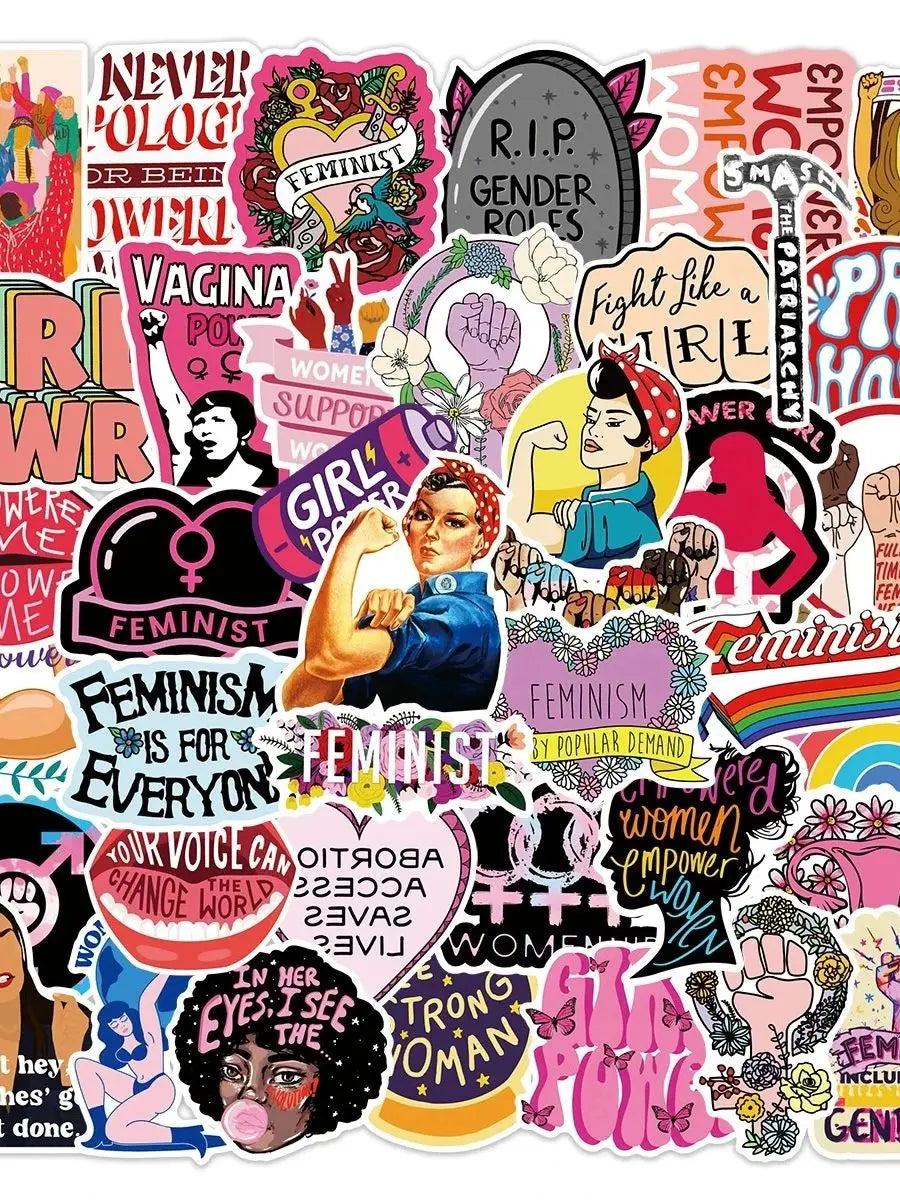 50/100PCS Women Theme Doodle Stickers, Unique Waterproof Decals for Notebook Helmet Fridge Phone Case Decor