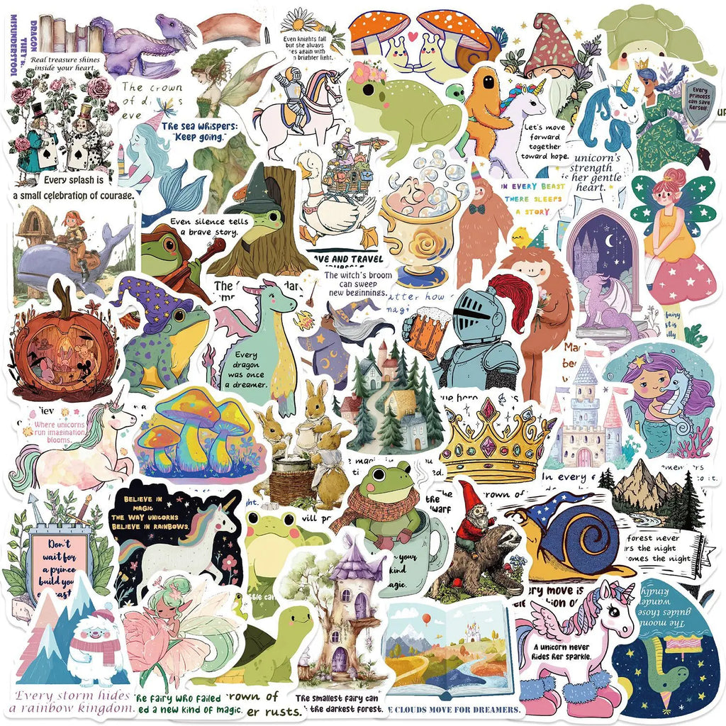 50/100Pcs Fairy Tale Inspirational Graffiti Stickers Stationery Guitar Notebook Luggage Phone DIY Decorative Waterproof Sticker