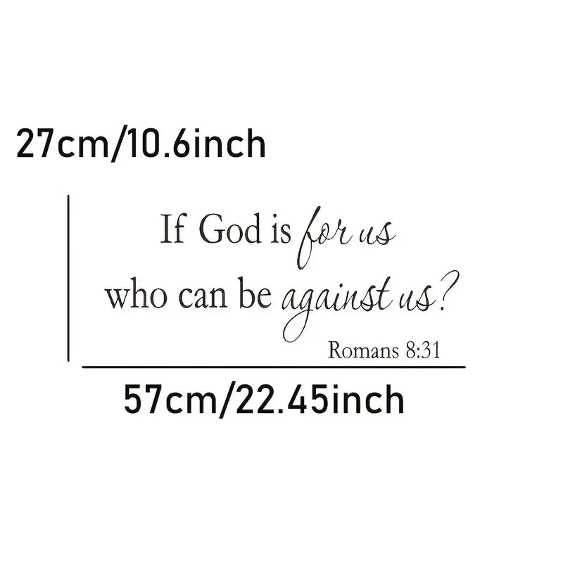1Pc Inspirational Quotes Wall Sticker, IF GOD IS FOR US WHO CAN BE AGAINST US Self-Adhesive Wall Decor Art Decals, For Home Bedr