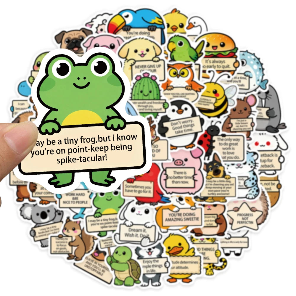50PCS Funny Emotional Support 2 Graffiti Stickers Fun Cartoon Animal DIY Manual Label Brochure Laptop Tablet Stickers