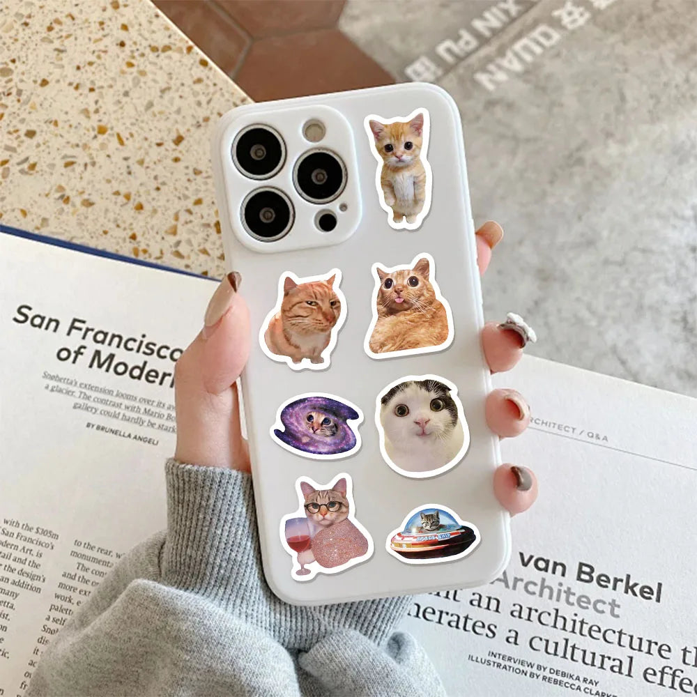 500PCS Cartoon Cat Style Reward Stickers 10 Different 2.5cm/1.0-inch Meow Learning Reward Set Party Gift Stamps