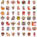 50PCS Lion Dance for New Year Decoration Stickers Notebook Chinese Style Motorcycle Fashion Luggage Art Laptop Graffiti Sticker