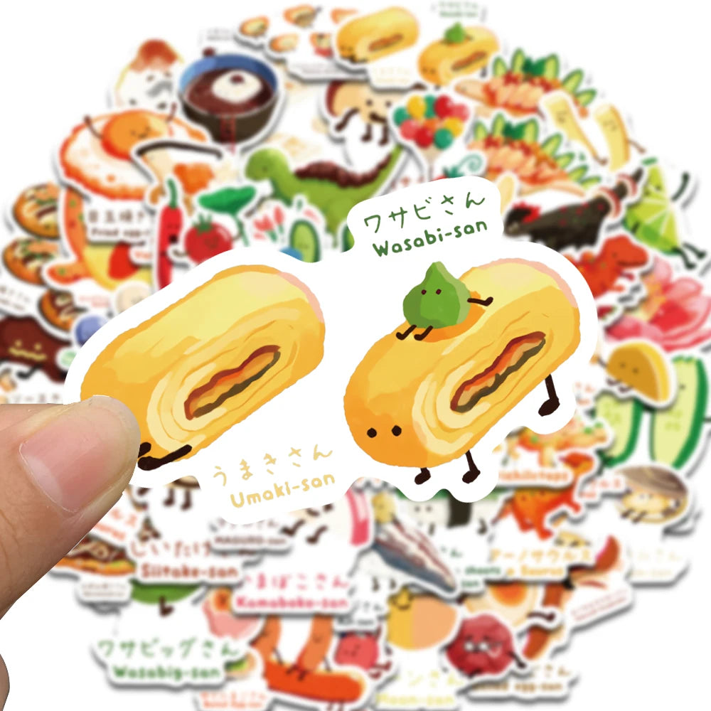 50PCS Japanese Dinosaur Themed Recipe Decor Wall Art Stickers Cartoon Decal For Graffiti Laptop Luggage Phone Scrapbook Stickers