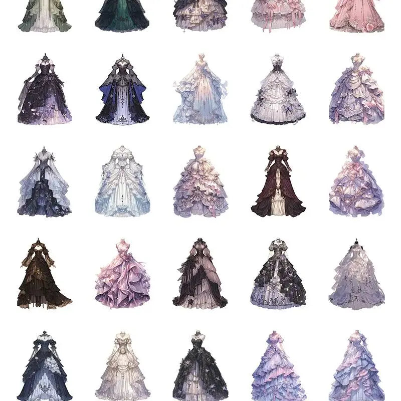50 Pcs Princess Dress/Cartoon Ballet Animals Stickers Elegant Fashion Waterproof Decorative Stickers Decals