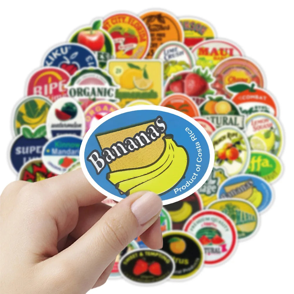 50/100 Pcs Cartoon Fruit & Word Colorful Waterproof Stickers for Phone Car Skate Helmet Stationery Box Pen Holder Decals
