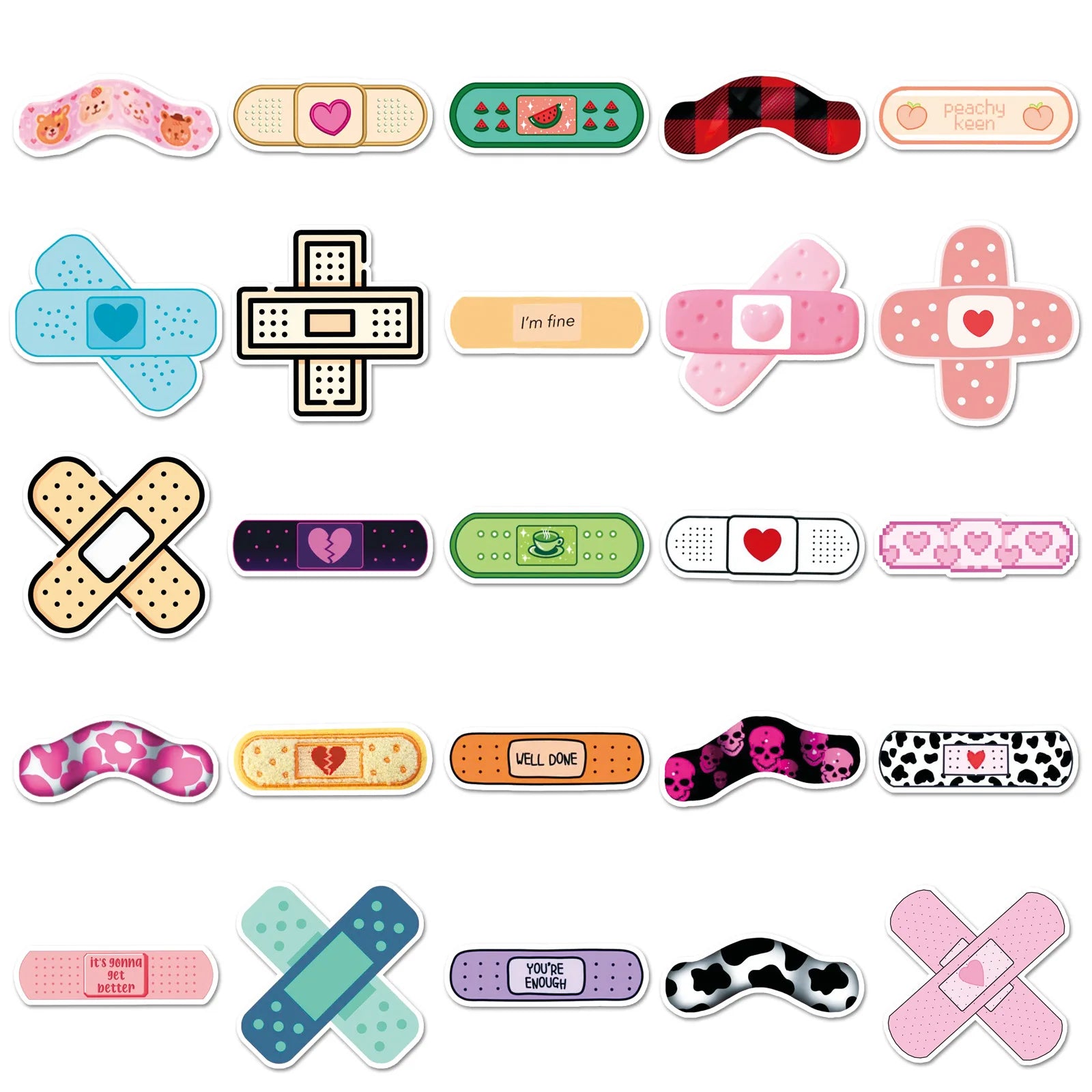 50/100PCS Cartoon Band Aid Cartoon Stickers Creative Cute Waterproof Decoration Laptop Phone Case Luggage Stickers