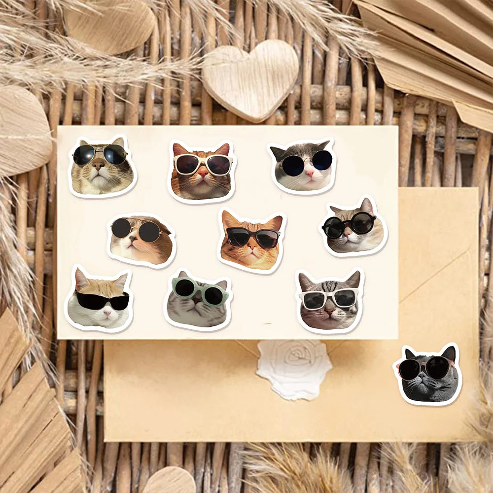 500PCS Cute Sunglasses Cat Creative Graffiti Stickers DIY Luggage Speaker Skateboard Small Pattern Waterproof Stickers