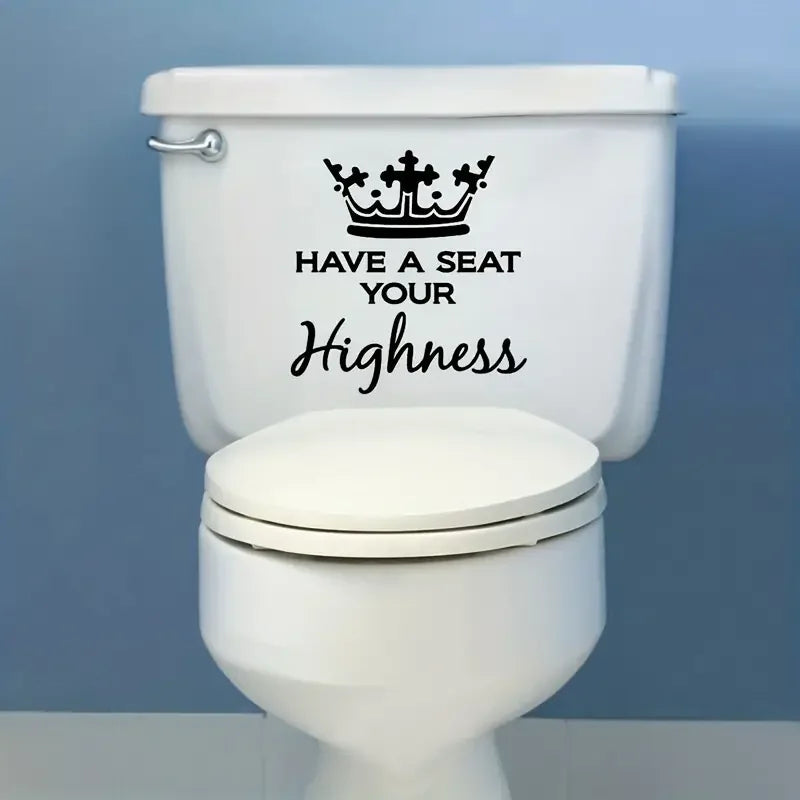 1pc Funny Toilet WC Stickers, Vinyl Wall Sticker, King's Throne Have A Seat Your Highness Wall Decals, Home Decor, Decorative Wa