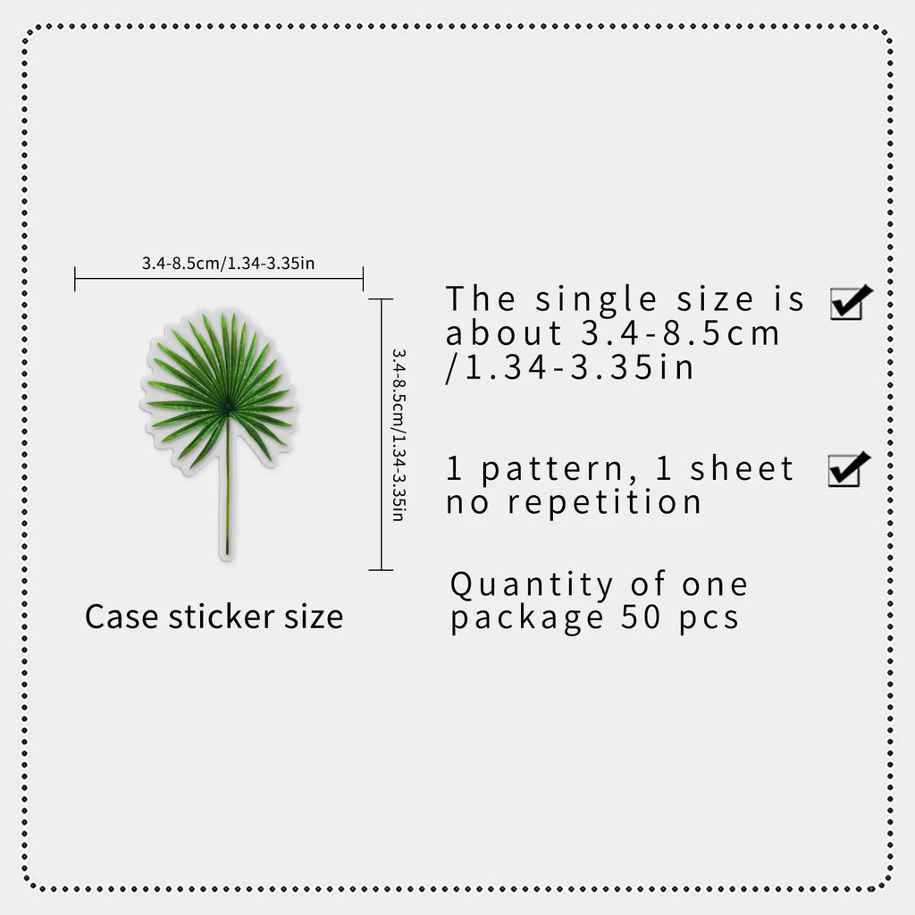 50/100PCS Transparent Leaf Stickers Cartoon Green Plant Leaves PET Waterproof Decoration Mobile Phone Computer Stationery Sticke
